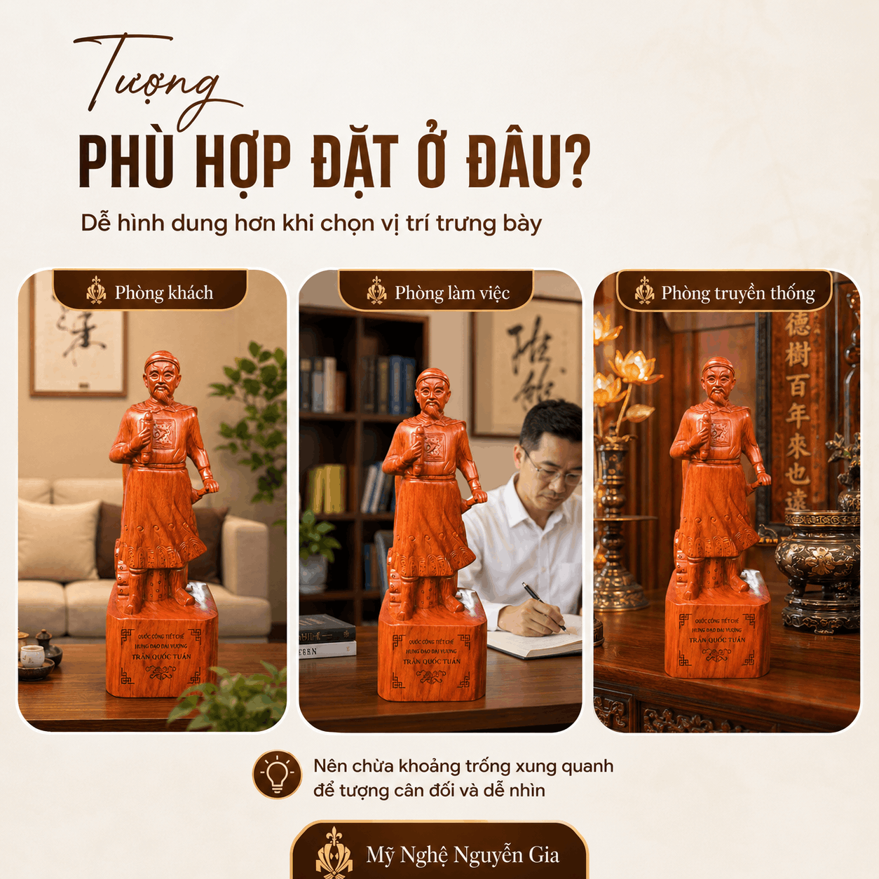 Tượng Trần Hưng Đạo bằng gỗ