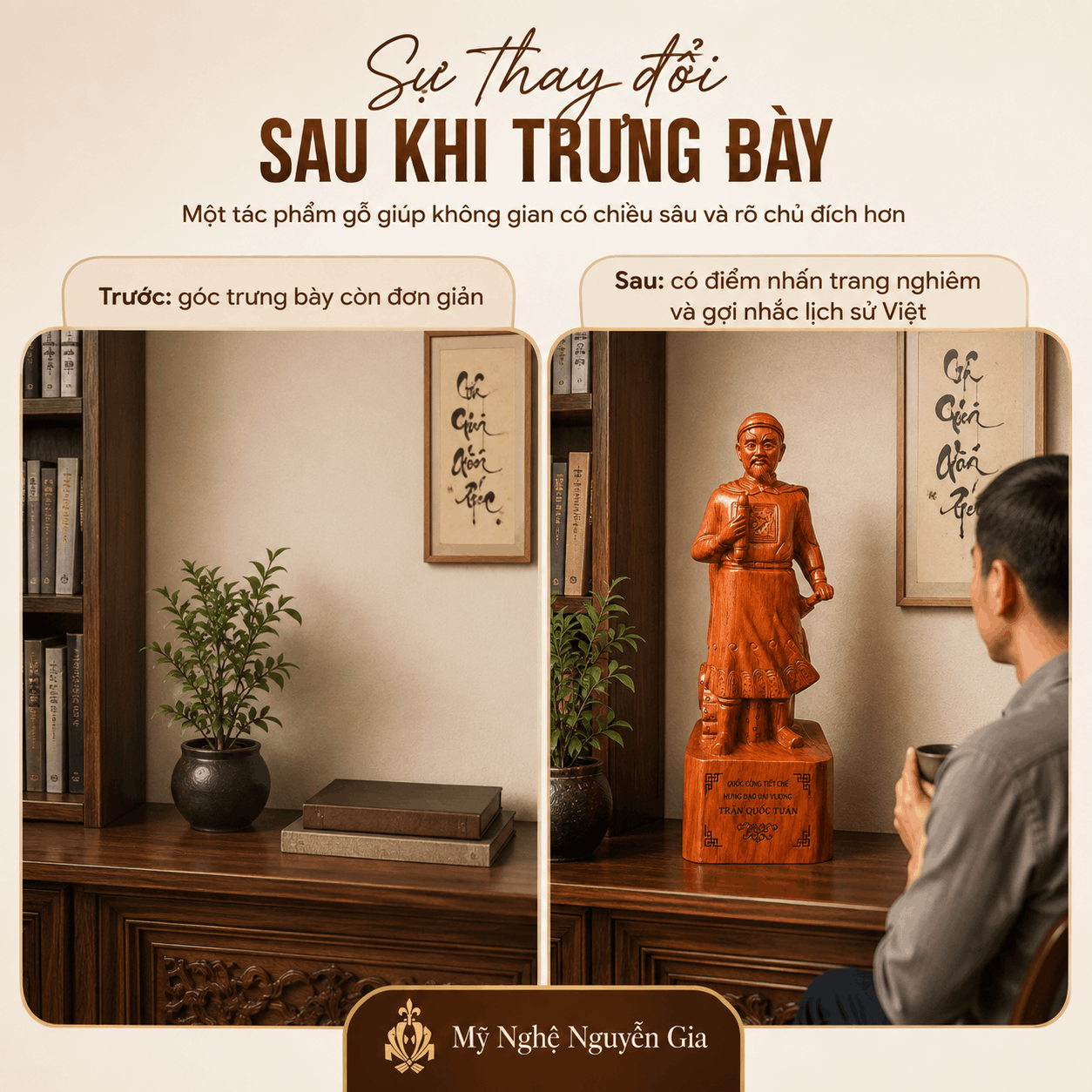 Tượng Trần Hưng Đạo bằng gỗ