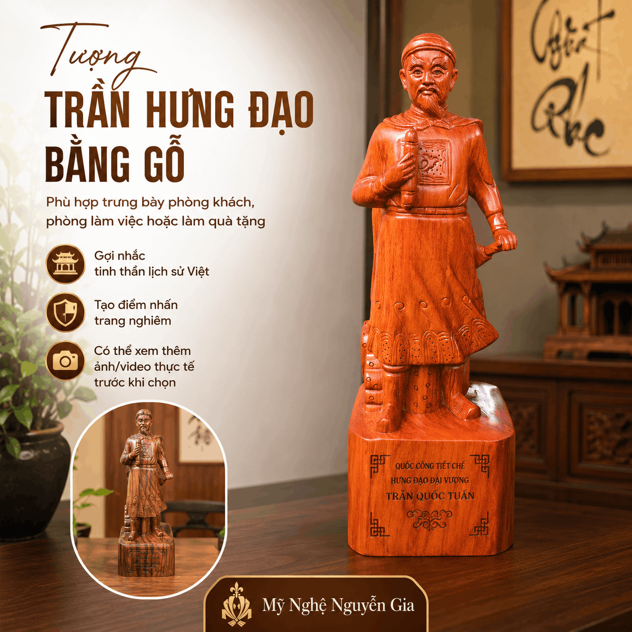 Tượng Trần Hưng Đạo bằng gỗ