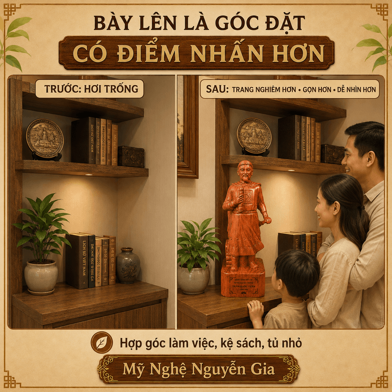 Tượng Trần Quốc Tuấn gỗ Hương cao 40 cm