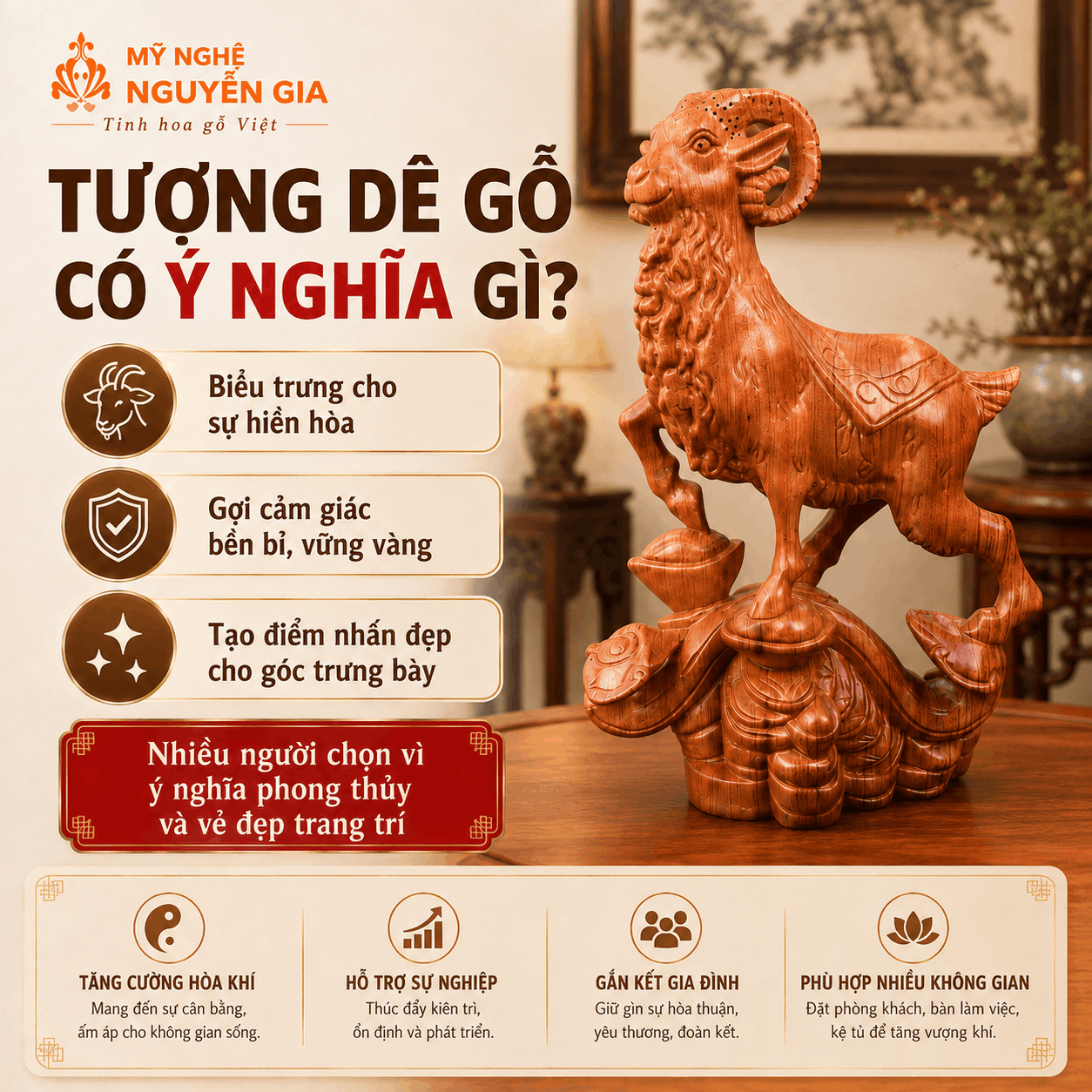 Tượng D&ecirc; phong thủy bằng gỗ
