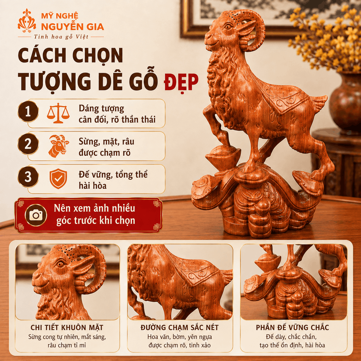 Tượng D&ecirc; phong thủy bằng gỗ