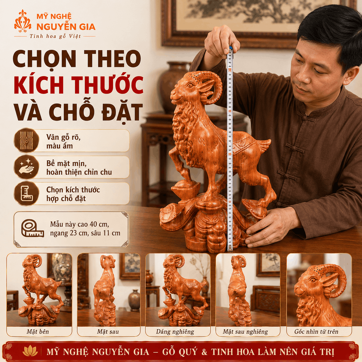 Tượng D&ecirc; phong thủy bằng gỗ