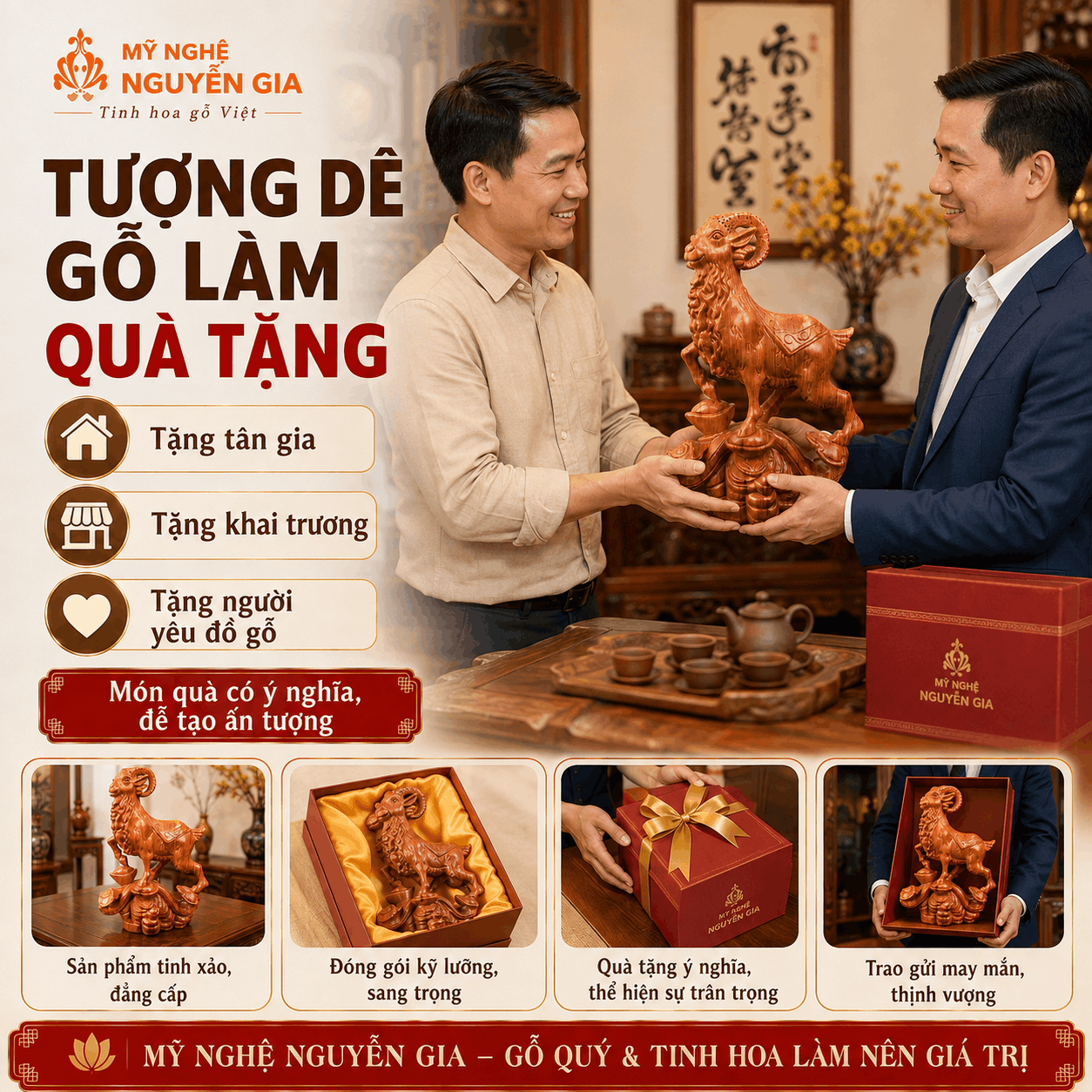 Tượng D&ecirc; phong thủy bằng gỗ