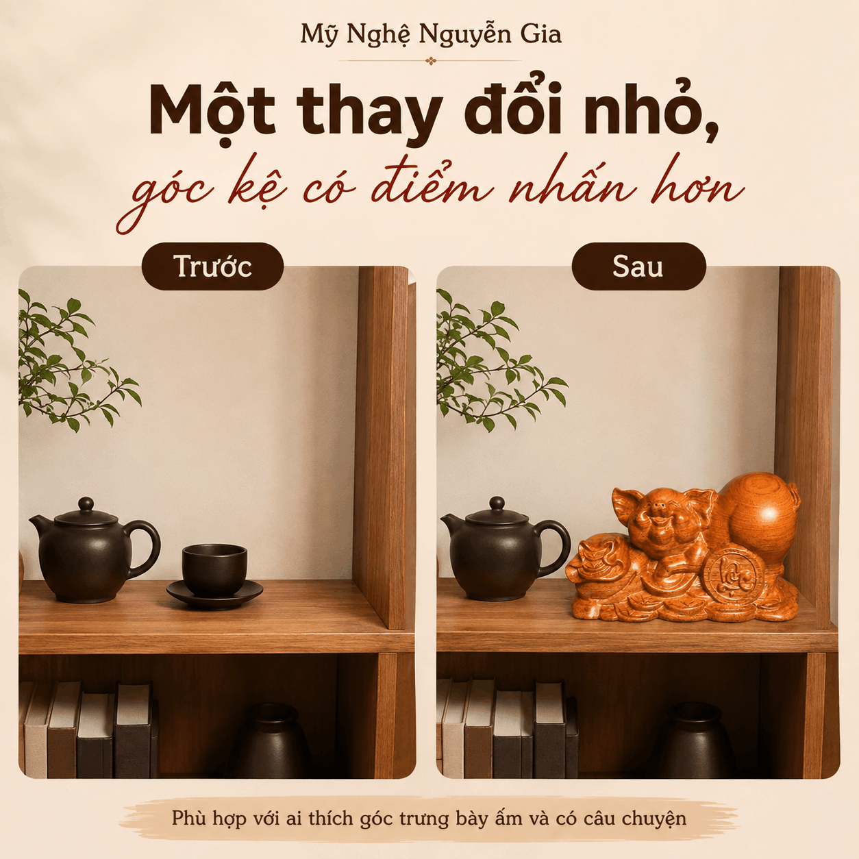Tượng Heo Nằm Núi Tiền Gỗ Hương Nguyên Khối 19 × 9,5 × 10 cm