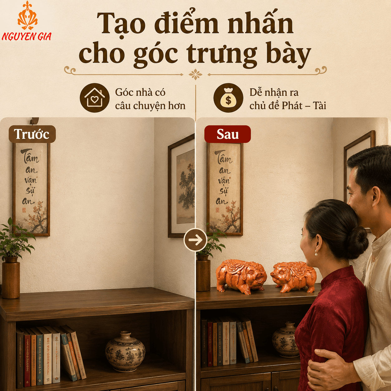 Đôi Tượng Heo Phát Tài Gỗ Hương 19 × 10 × 10 cm/con