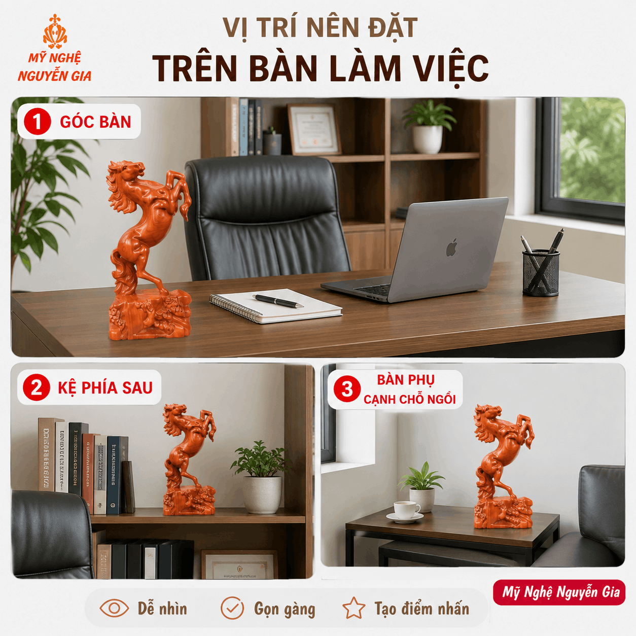 Cách đặt tượng Ngựa trên bàn làm việc: nên đặt ở đâu, quay hướng nào?