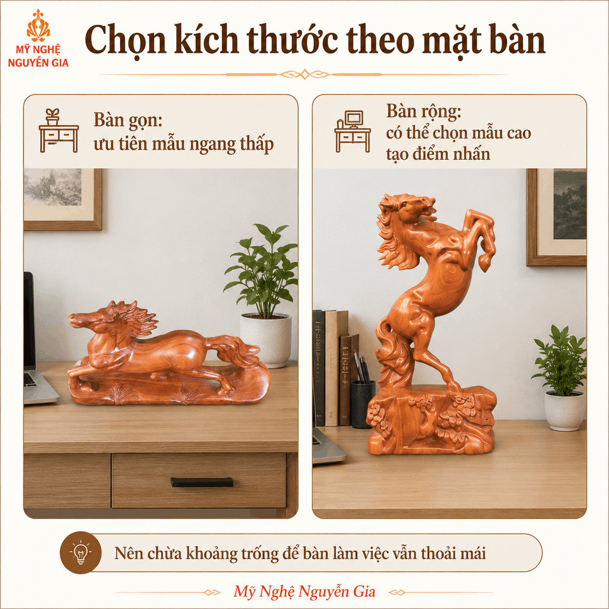 Cách đặt tượng Ngựa trên bàn làm việc: nên đặt ở đâu, quay hướng nào?