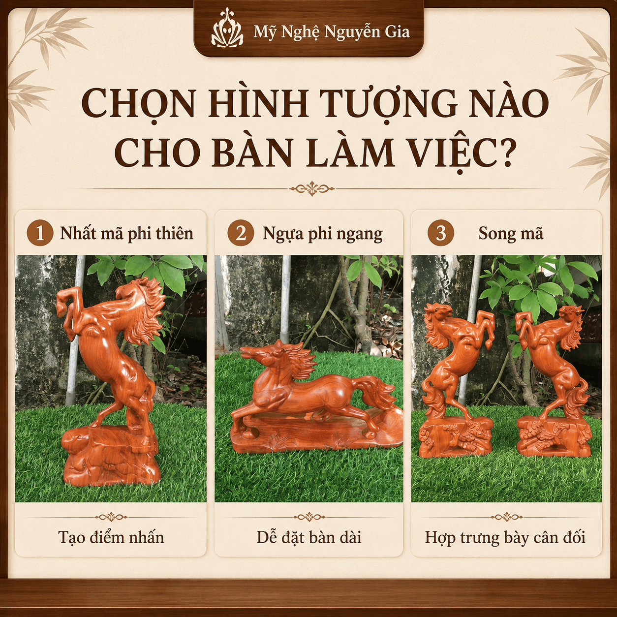 Cách đặt tượng Ngựa trên bàn làm việc: nên đặt ở đâu, quay hướng nào?