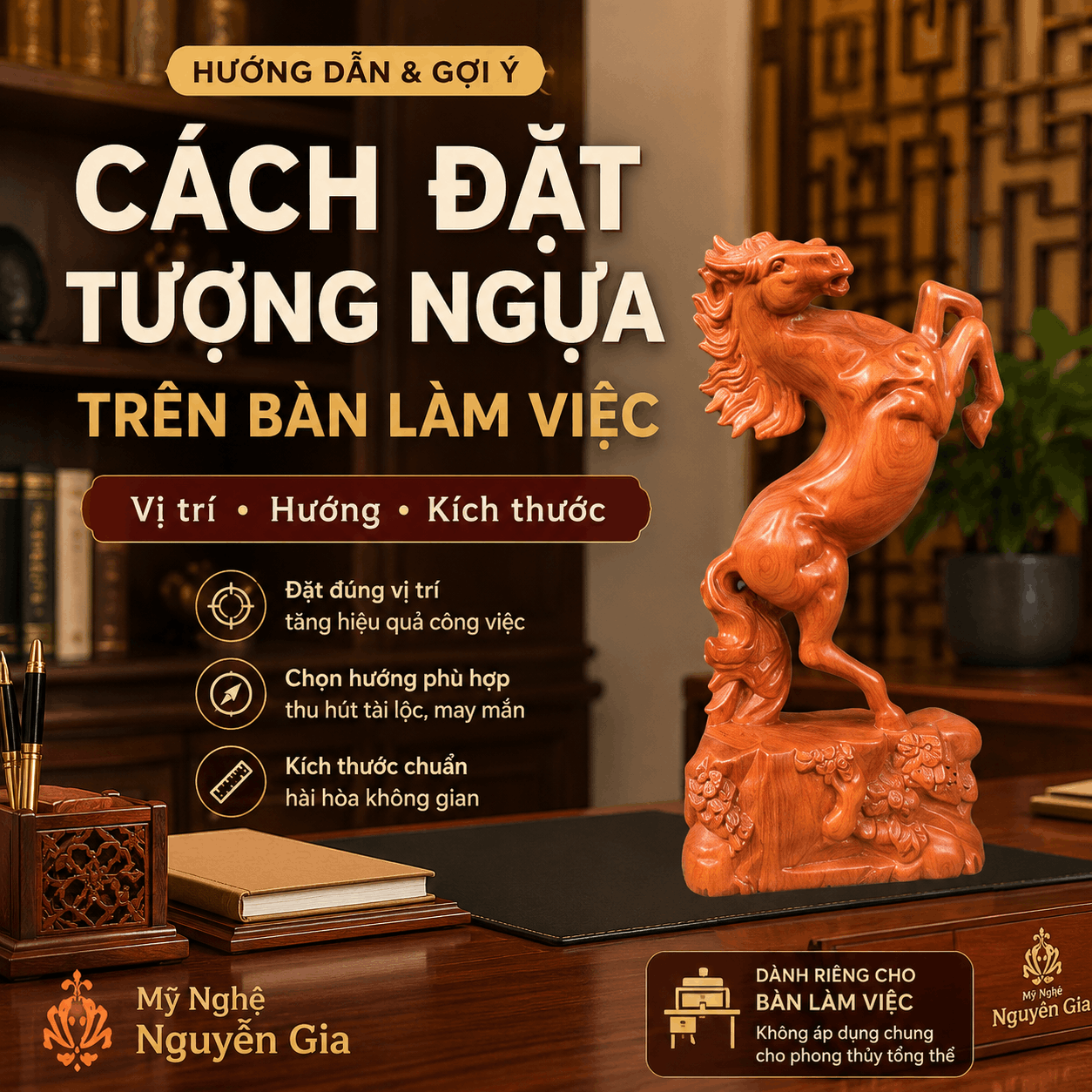 Cách đặt tượng Ngựa trên bàn làm việc: nên đặt ở đâu, quay hướng nào?