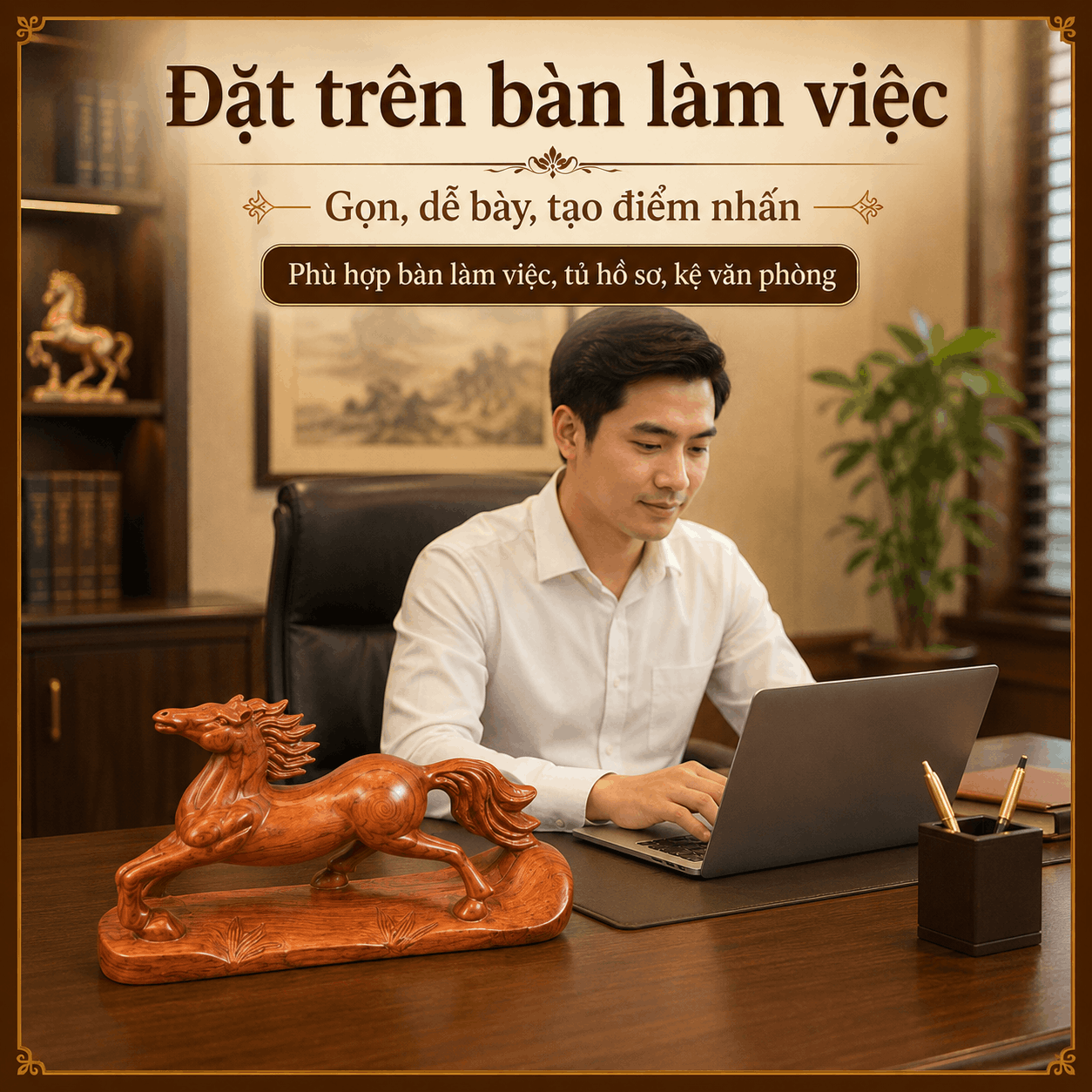 Tượng Ngựa phong thủy bằng gỗ