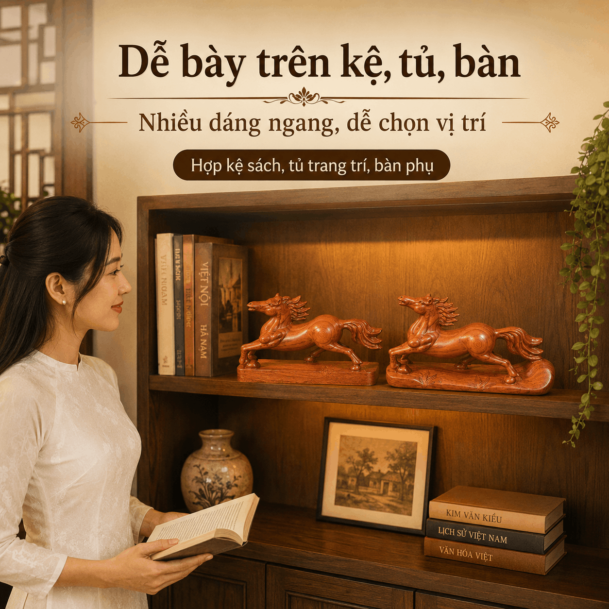 Tượng Ngựa phong thủy bằng gỗ