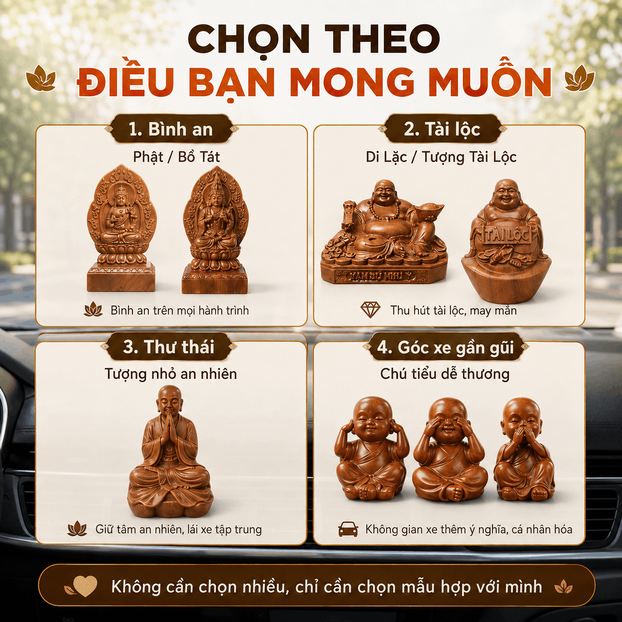 N&ecirc;n để tượng g&igrave; tr&ecirc;n xe &ocirc; t&ocirc;? Chọn theo niềm tin, sở th&iacute;ch v&agrave; kh&ocirc;ng gian xe
