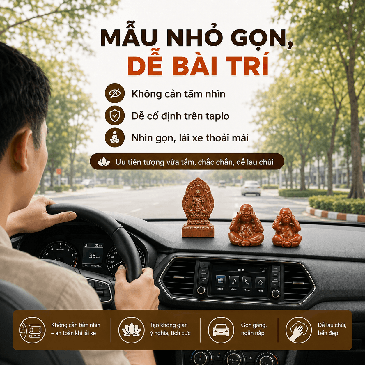 N&ecirc;n để tượng g&igrave; tr&ecirc;n xe &ocirc; t&ocirc;? Chọn theo niềm tin, sở th&iacute;ch v&agrave; kh&ocirc;ng gian xe