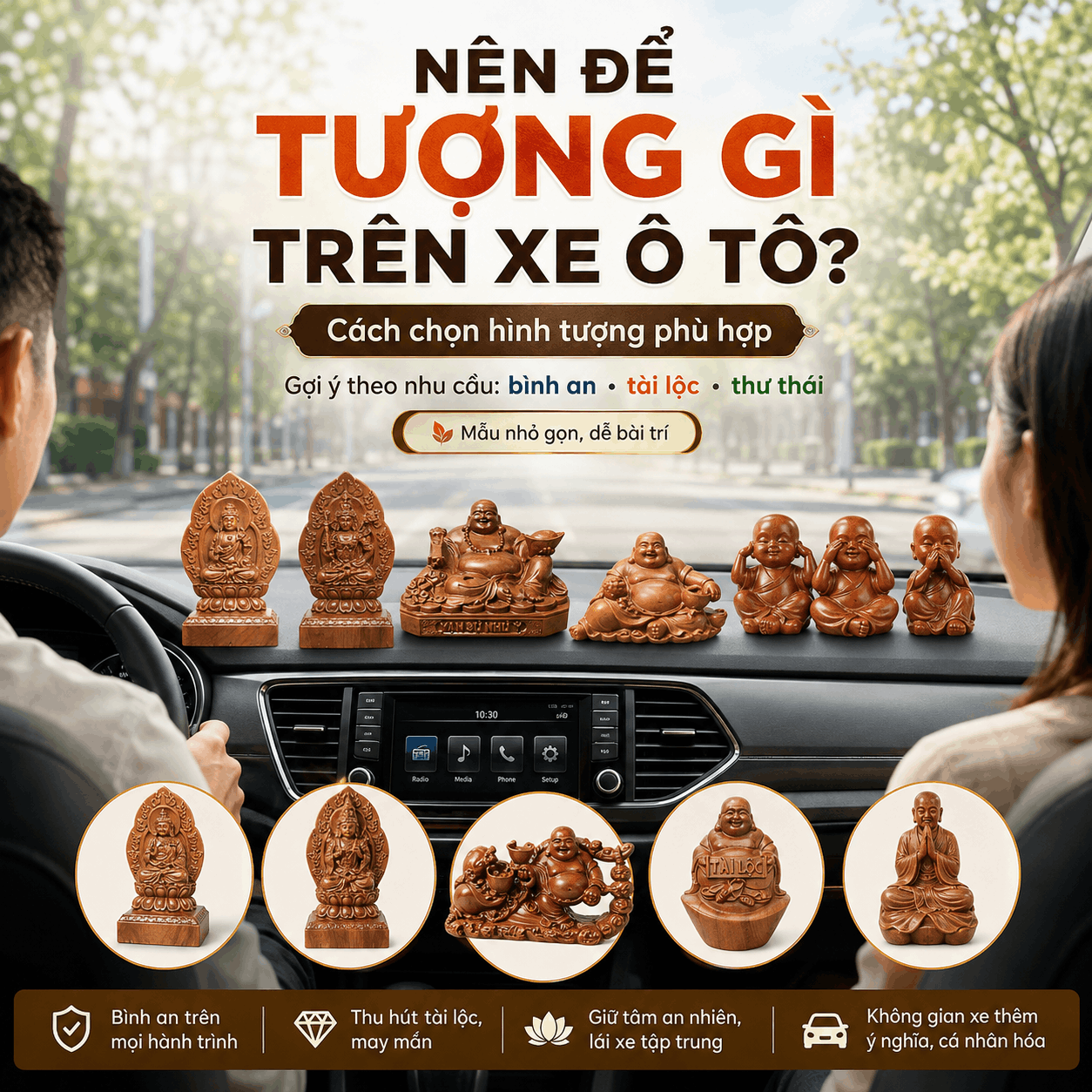N&ecirc;n để tượng g&igrave; tr&ecirc;n xe &ocirc; t&ocirc;? Chọn theo niềm tin, sở th&iacute;ch v&agrave; kh&ocirc;ng gian xe