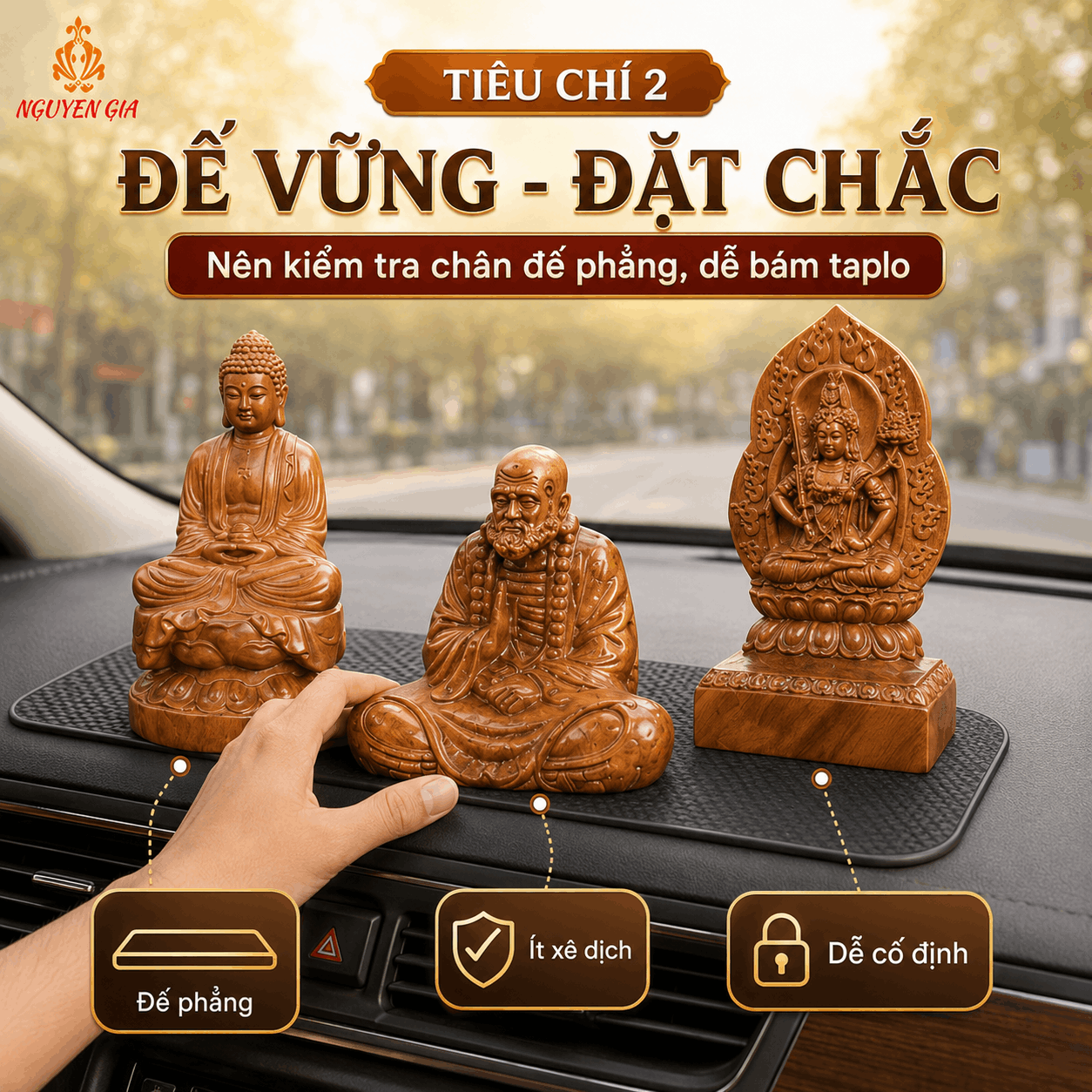 C&aacute;ch chọn tượng gỗ để xe &ocirc; t&ocirc;: 7 ti&ecirc;u ch&iacute; n&ecirc;n kiểm tra trước khi mua