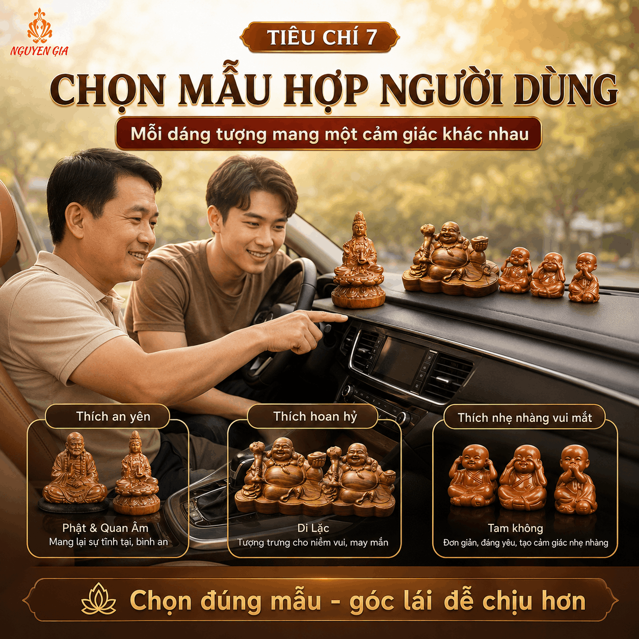 C&aacute;ch chọn tượng gỗ để xe &ocirc; t&ocirc;: 7 ti&ecirc;u ch&iacute; n&ecirc;n kiểm tra trước khi mua