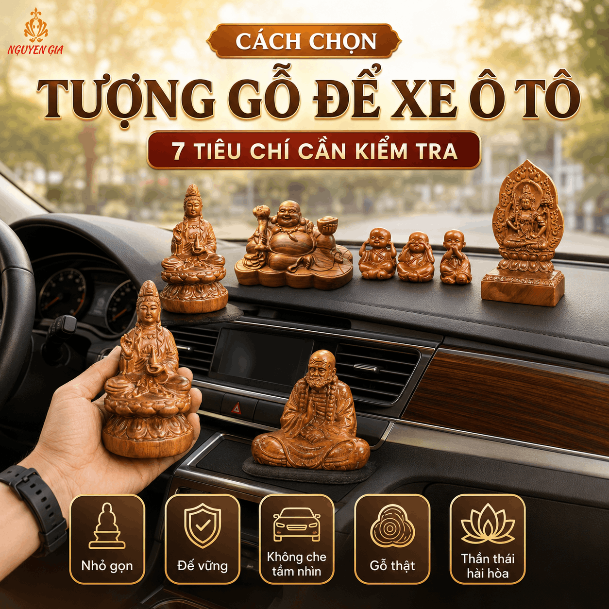 C&aacute;ch chọn tượng gỗ để xe &ocirc; t&ocirc;: 7 ti&ecirc;u ch&iacute; n&ecirc;n kiểm tra trước khi mua