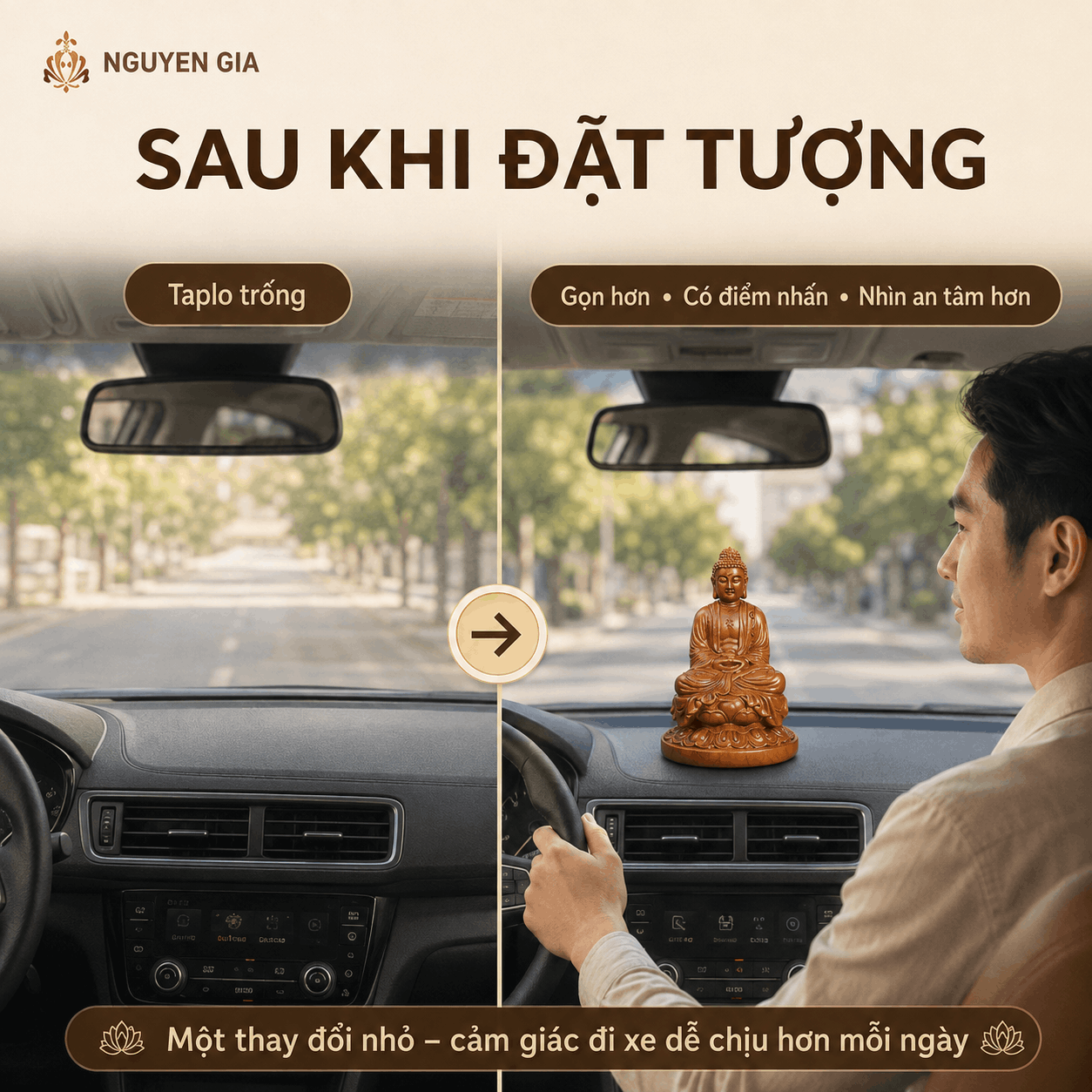 Tượng Phật để xe ô tô: nên chọn hình tượng nào và đặt thế nào?