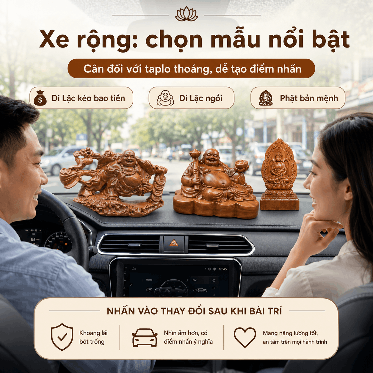 Tượng Phật để xe &ocirc; t&ocirc; tại H&agrave; Nội: xem v&agrave; chọn mẫu ph&ugrave; hợp với xe