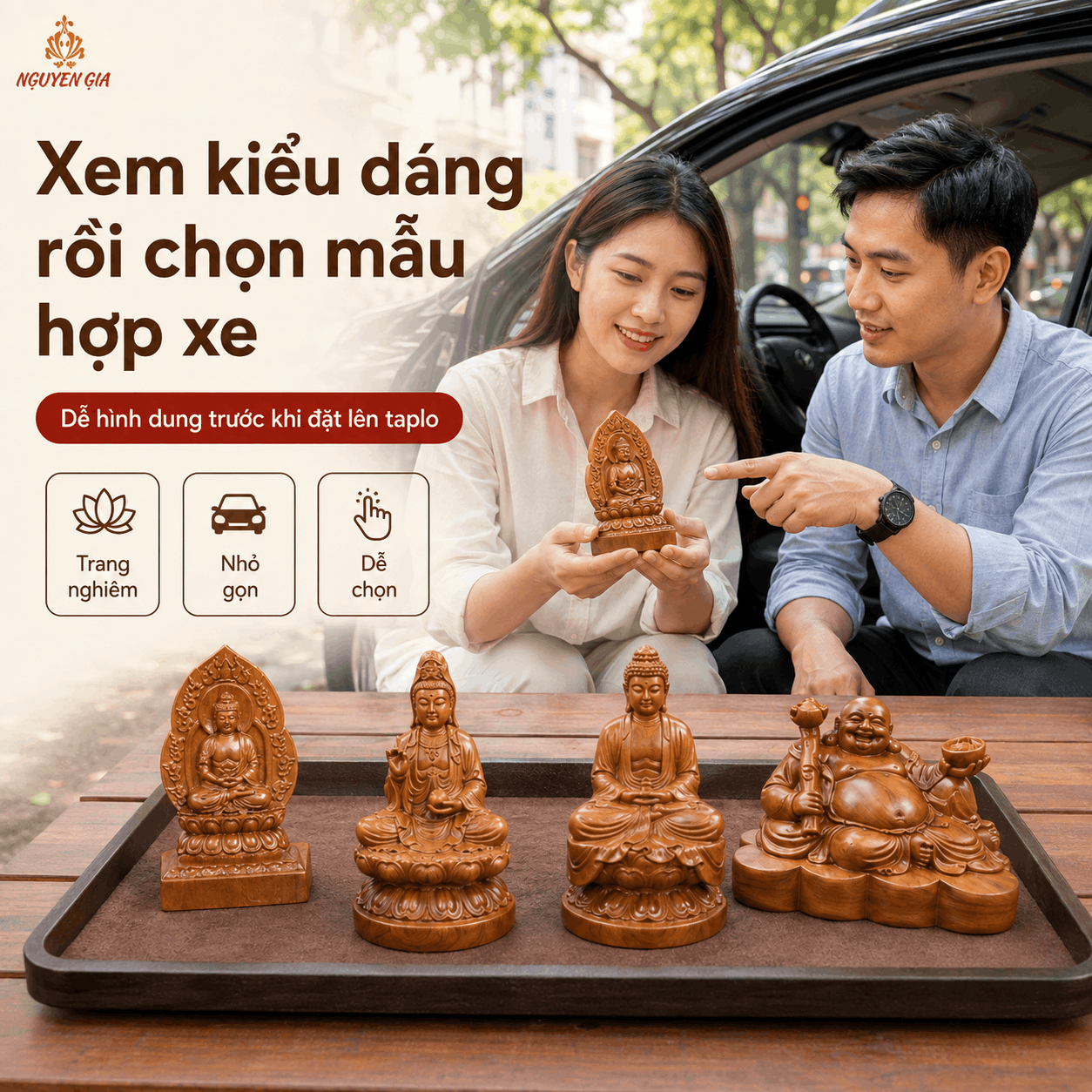 Tượng Phật để xe &ocirc; t&ocirc; tại H&agrave; Nội: xem v&agrave; chọn mẫu ph&ugrave; hợp với xe