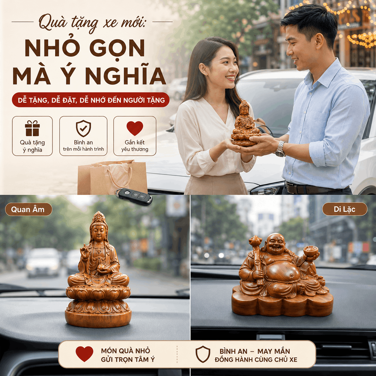Tượng Phật để xe &ocirc; t&ocirc; tại H&agrave; Nội: xem v&agrave; chọn mẫu ph&ugrave; hợp với xe