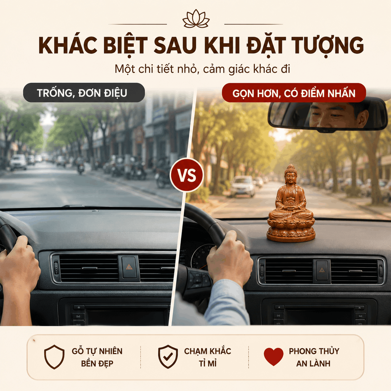Tượng Phật để xe &ocirc; t&ocirc; tại H&agrave; Nội: xem v&agrave; chọn mẫu ph&ugrave; hợp với xe