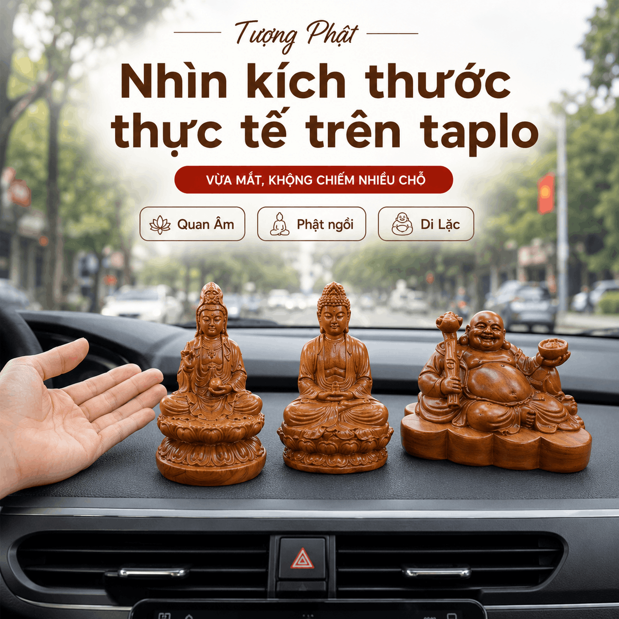 Tượng Phật để xe &ocirc; t&ocirc; tại H&agrave; Nội: xem v&agrave; chọn mẫu ph&ugrave; hợp với xe