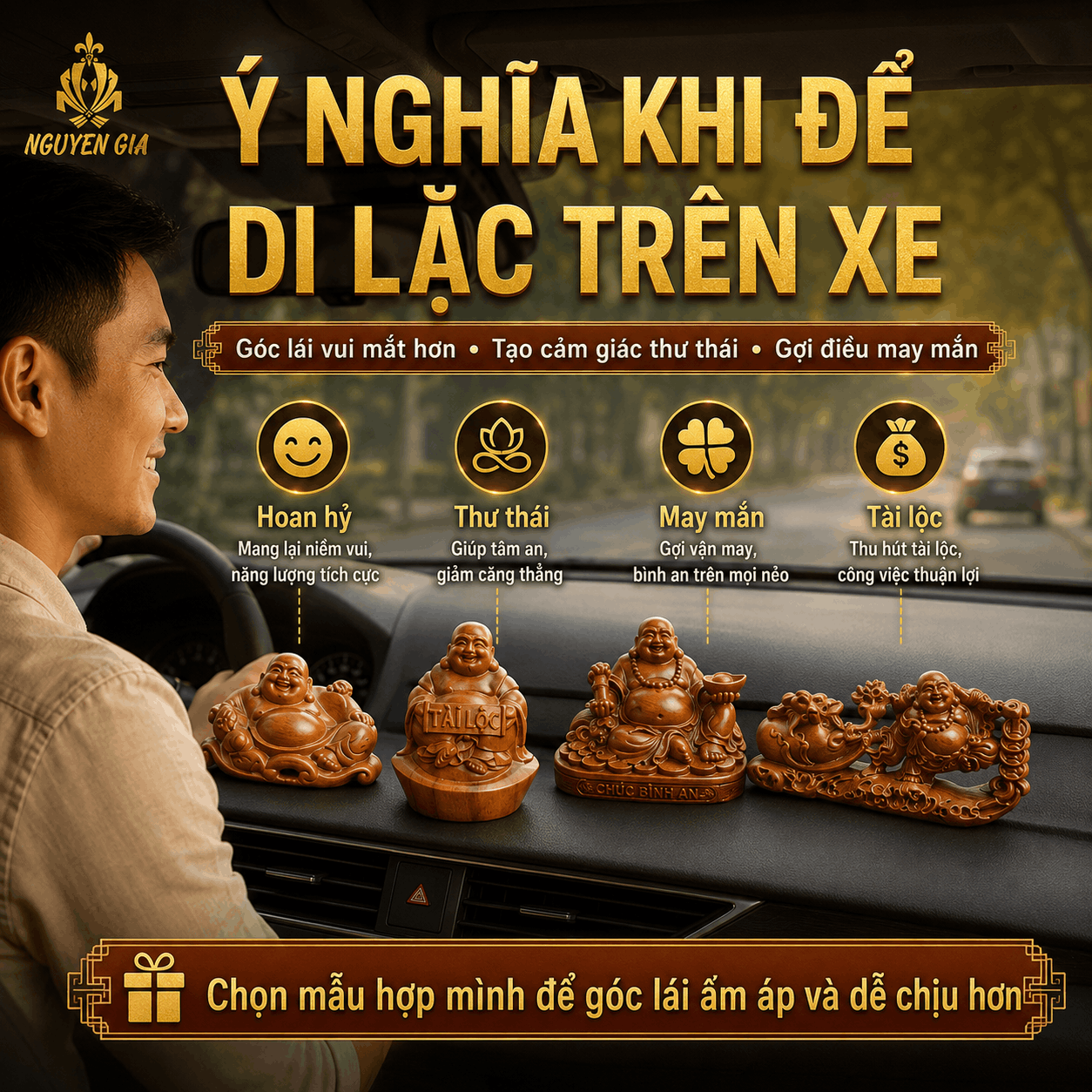 Tượng Phật Di Lặc để xe &ocirc; t&ocirc;: &yacute; nghĩa, c&aacute;ch đặt v&agrave; c&aacute;ch chọn ph&ugrave; hợp