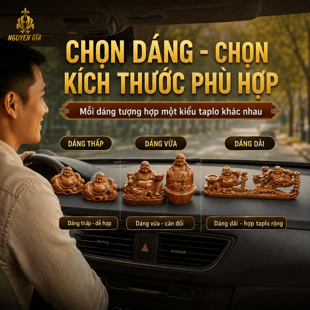Tượng Phật Di Lặc để xe &ocirc; t&ocirc;: &yacute; nghĩa, c&aacute;ch đặt v&agrave; c&aacute;ch chọn ph&ugrave; hợp