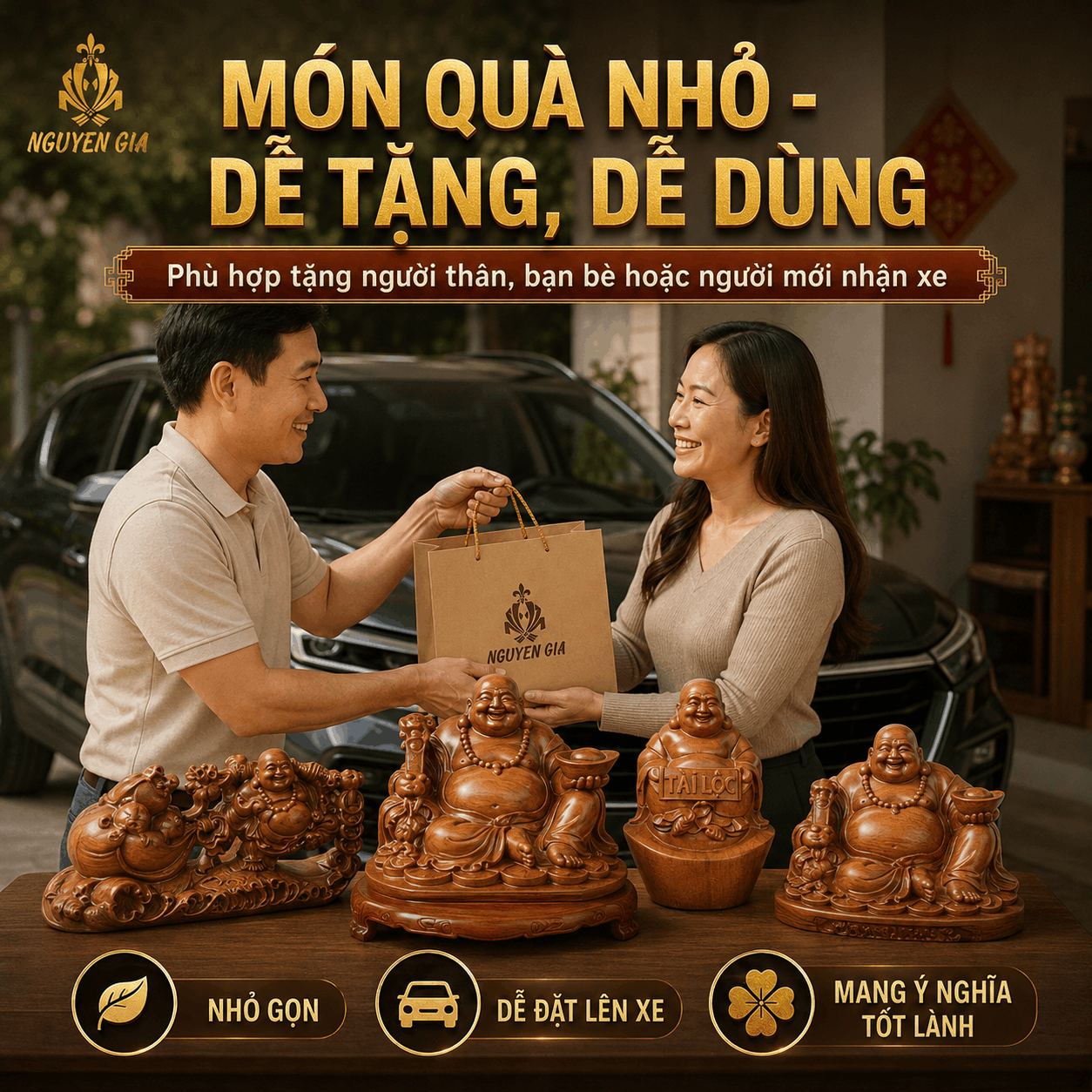 Tượng Phật Di Lặc để xe &ocirc; t&ocirc;: &yacute; nghĩa, c&aacute;ch đặt v&agrave; c&aacute;ch chọn ph&ugrave; hợp