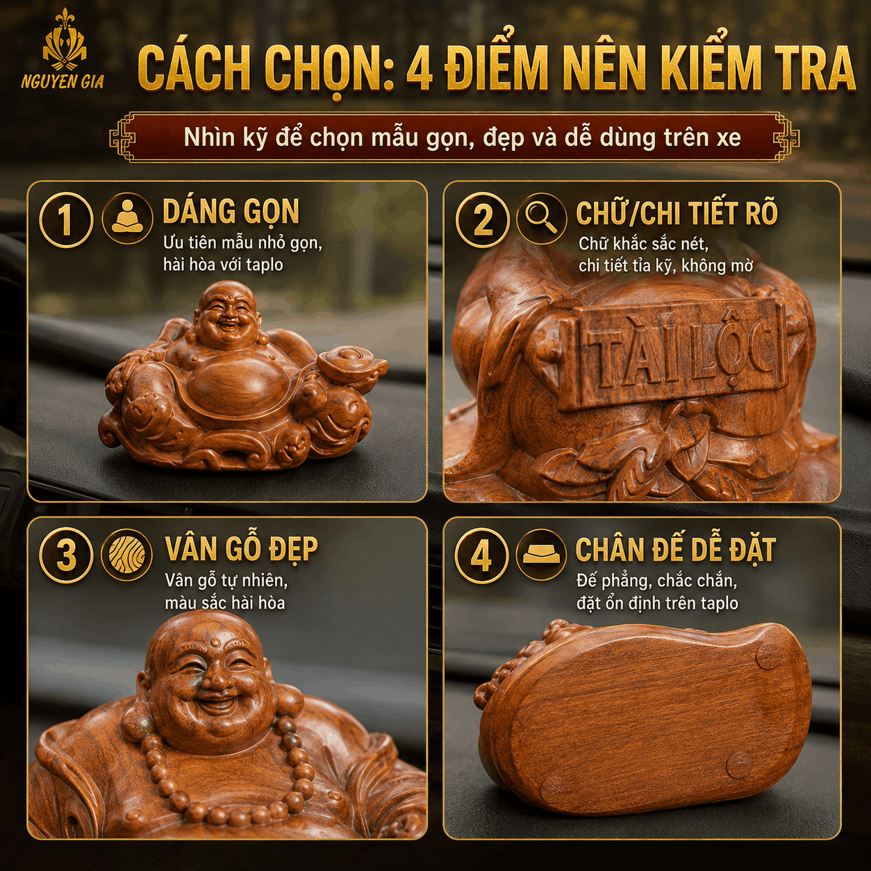 Tượng Phật Di Lặc để xe &ocirc; t&ocirc;: &yacute; nghĩa, c&aacute;ch đặt v&agrave; c&aacute;ch chọn ph&ugrave; hợp