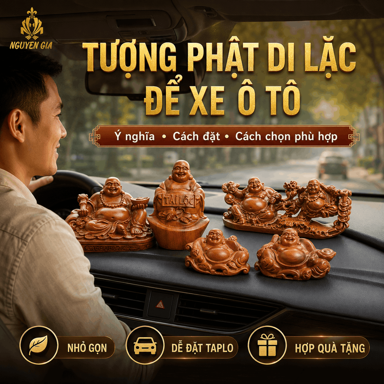 Tượng Phật Di Lặc để xe &ocirc; t&ocirc;: &yacute; nghĩa, c&aacute;ch đặt v&agrave; c&aacute;ch chọn ph&ugrave; hợp