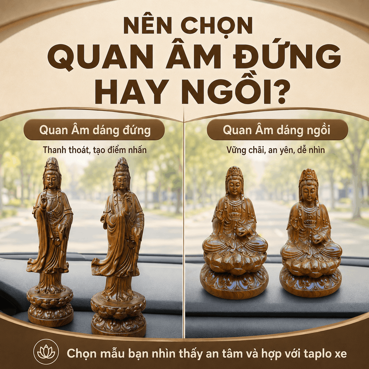 Tượng Quan &Acirc;m để xe &ocirc; t&ocirc;: n&ecirc;n chọn thế n&agrave;o v&agrave; đặt ở đ&acirc;u?