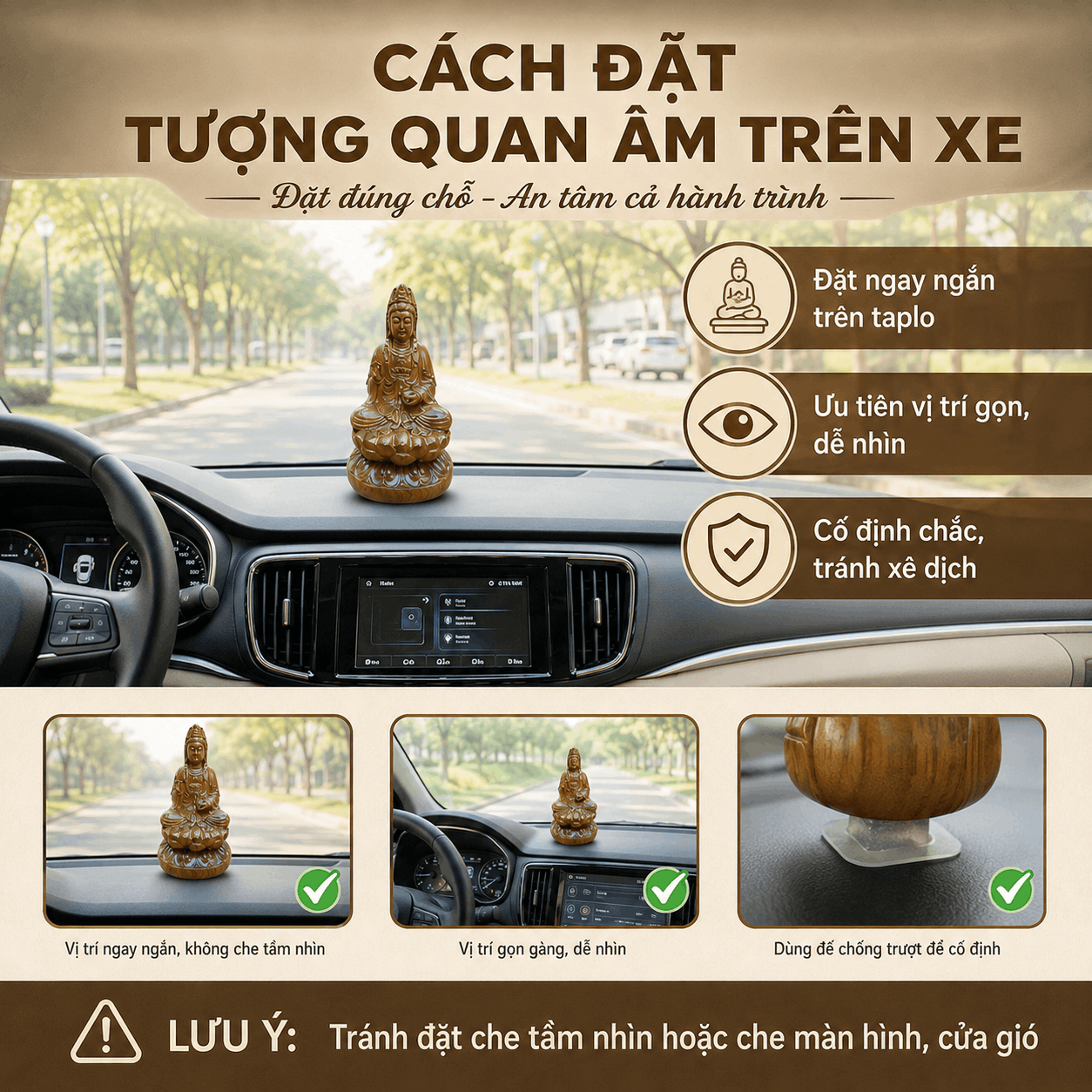 Tượng Quan &Acirc;m để xe &ocirc; t&ocirc;: n&ecirc;n chọn thế n&agrave;o v&agrave; đặt ở đ&acirc;u?