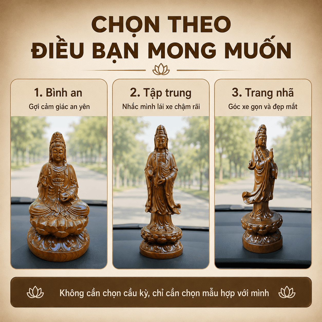 Tượng Quan &Acirc;m để xe &ocirc; t&ocirc;: n&ecirc;n chọn thế n&agrave;o v&agrave; đặt ở đ&acirc;u?