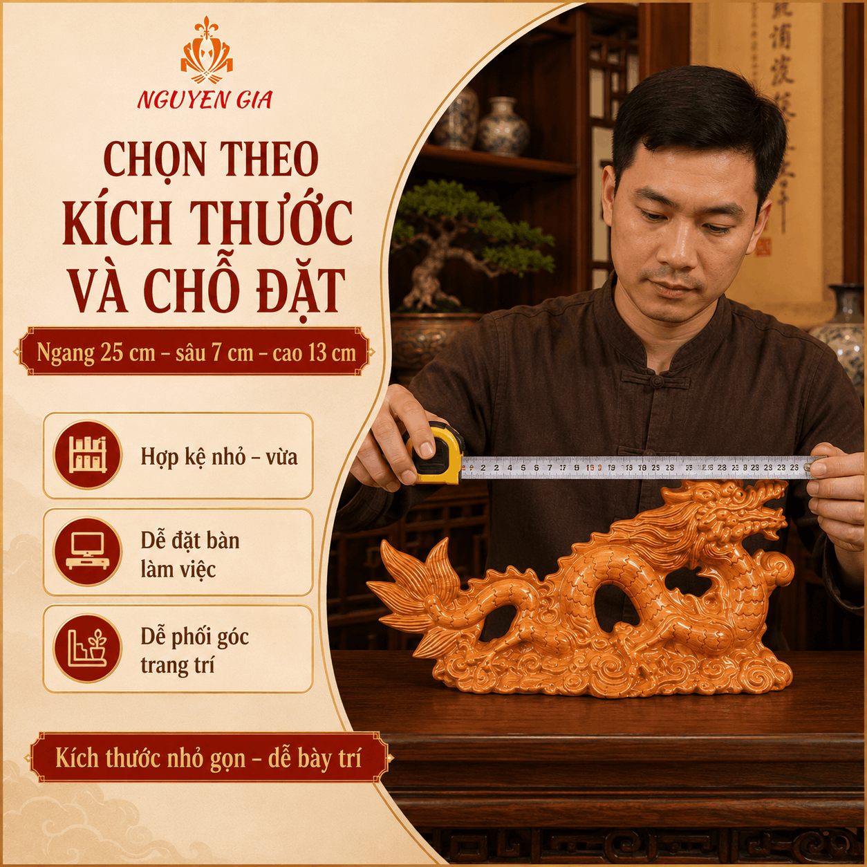 Tượng Rồng phong thủy bằng gỗ