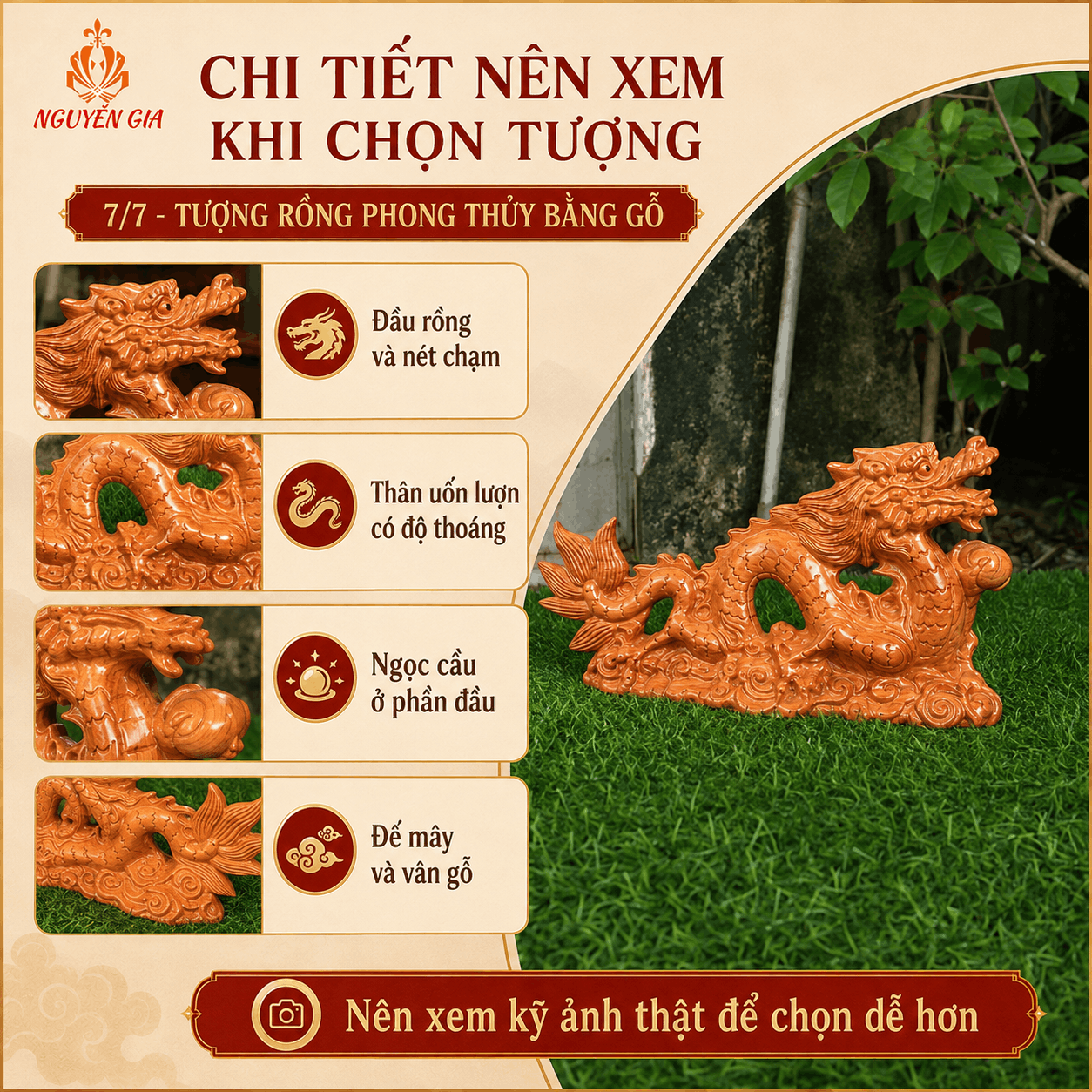 Tượng Rồng phong thủy bằng gỗ
