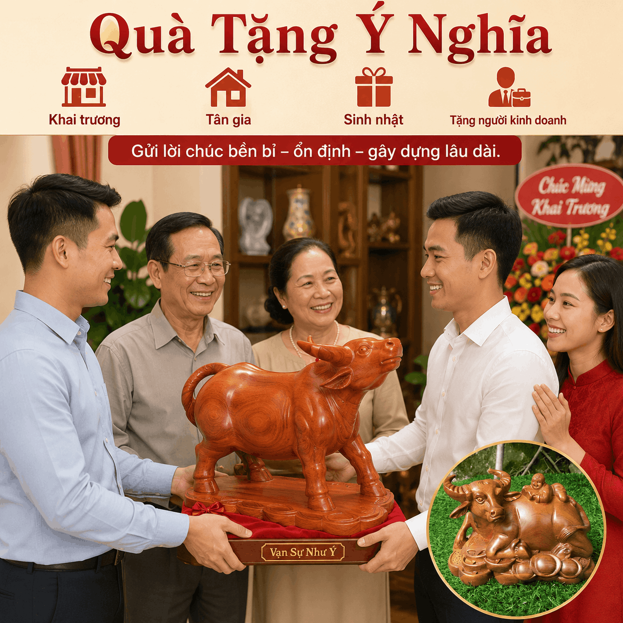 Tượng Tr&acirc;u phong thủy bằng gỗ