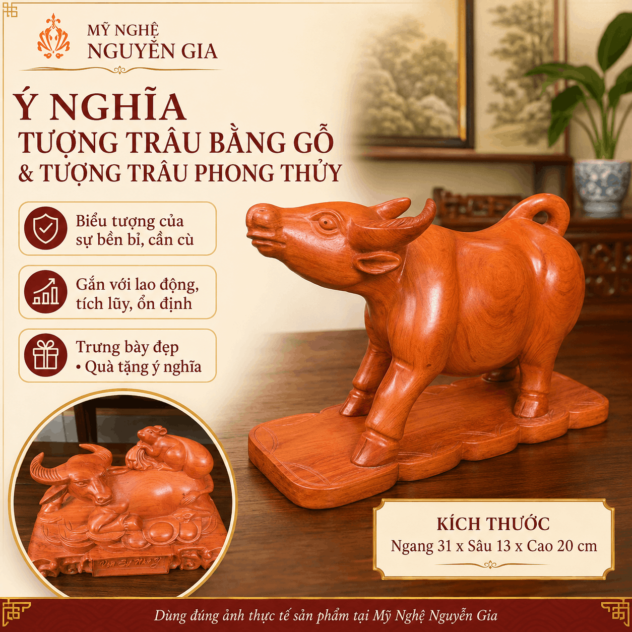 Tượng Tr&acirc;u bằng gỗ c&oacute; &yacute; nghĩa g&igrave;?