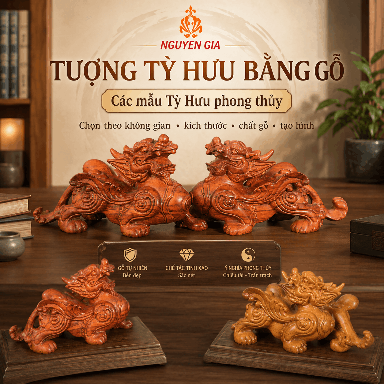 Tượng Tỳ Hưu bằng gỗ