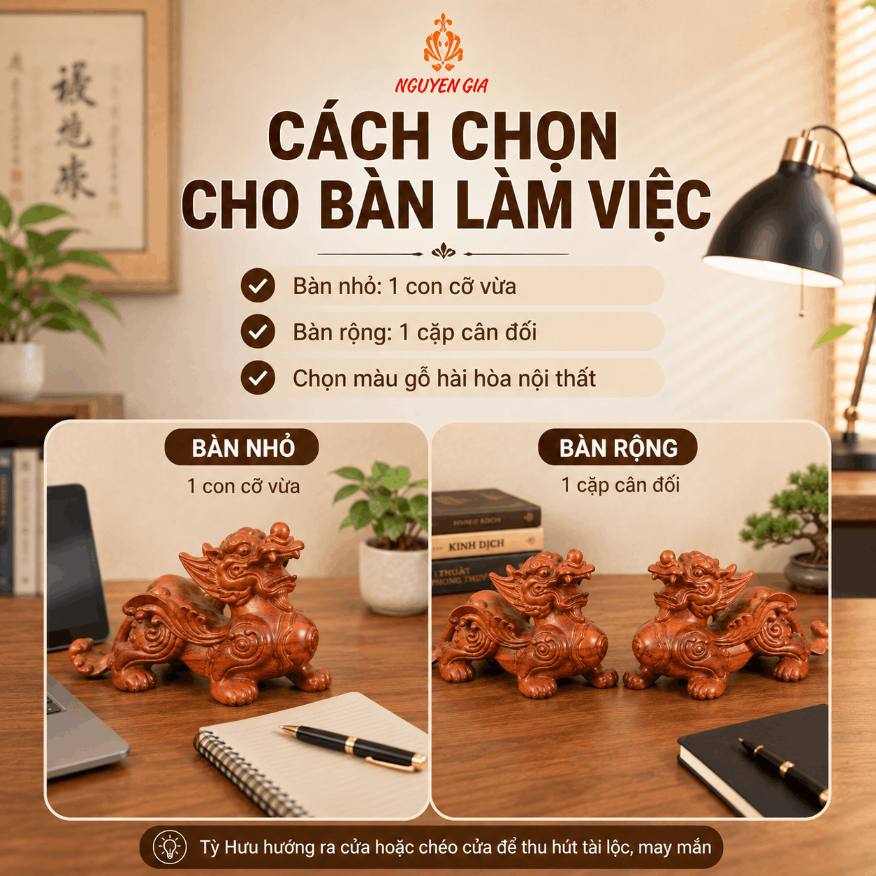 Tỳ Hưu để b&agrave;n l&agrave;m việc: n&ecirc;n chọn thế n&agrave;o v&agrave; đặt ở đ&acirc;u?
