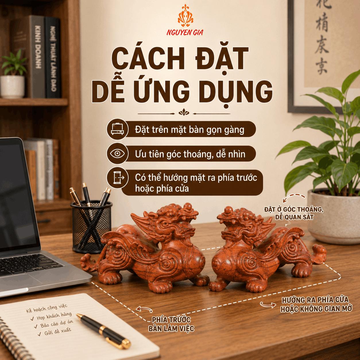 Tỳ Hưu để b&agrave;n l&agrave;m việc: n&ecirc;n chọn thế n&agrave;o v&agrave; đặt ở đ&acirc;u?