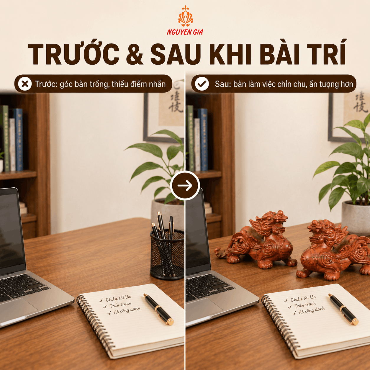 Tỳ Hưu để b&agrave;n l&agrave;m việc: n&ecirc;n chọn thế n&agrave;o v&agrave; đặt ở đ&acirc;u?