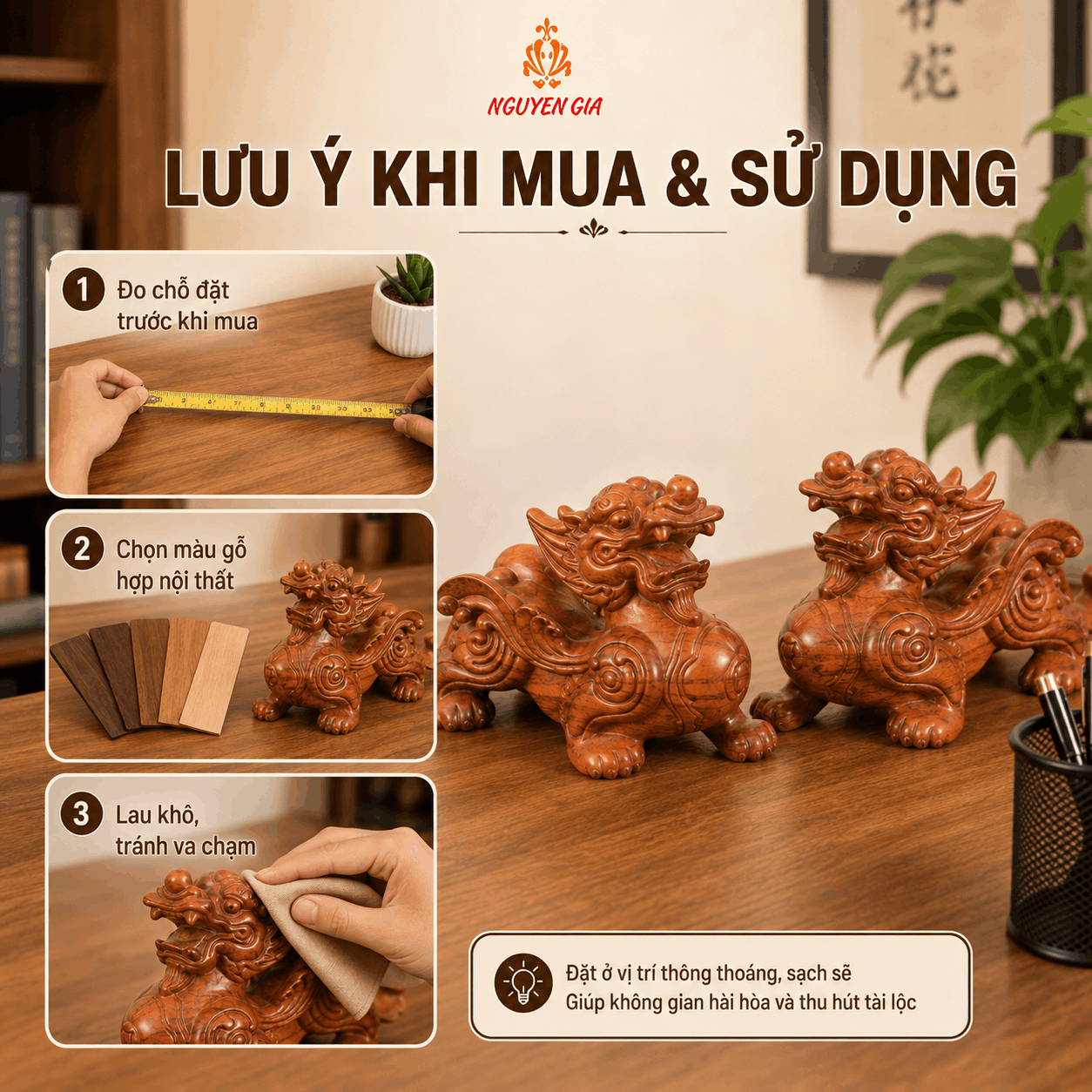 Tỳ Hưu để b&agrave;n l&agrave;m việc: n&ecirc;n chọn thế n&agrave;o v&agrave; đặt ở đ&acirc;u?