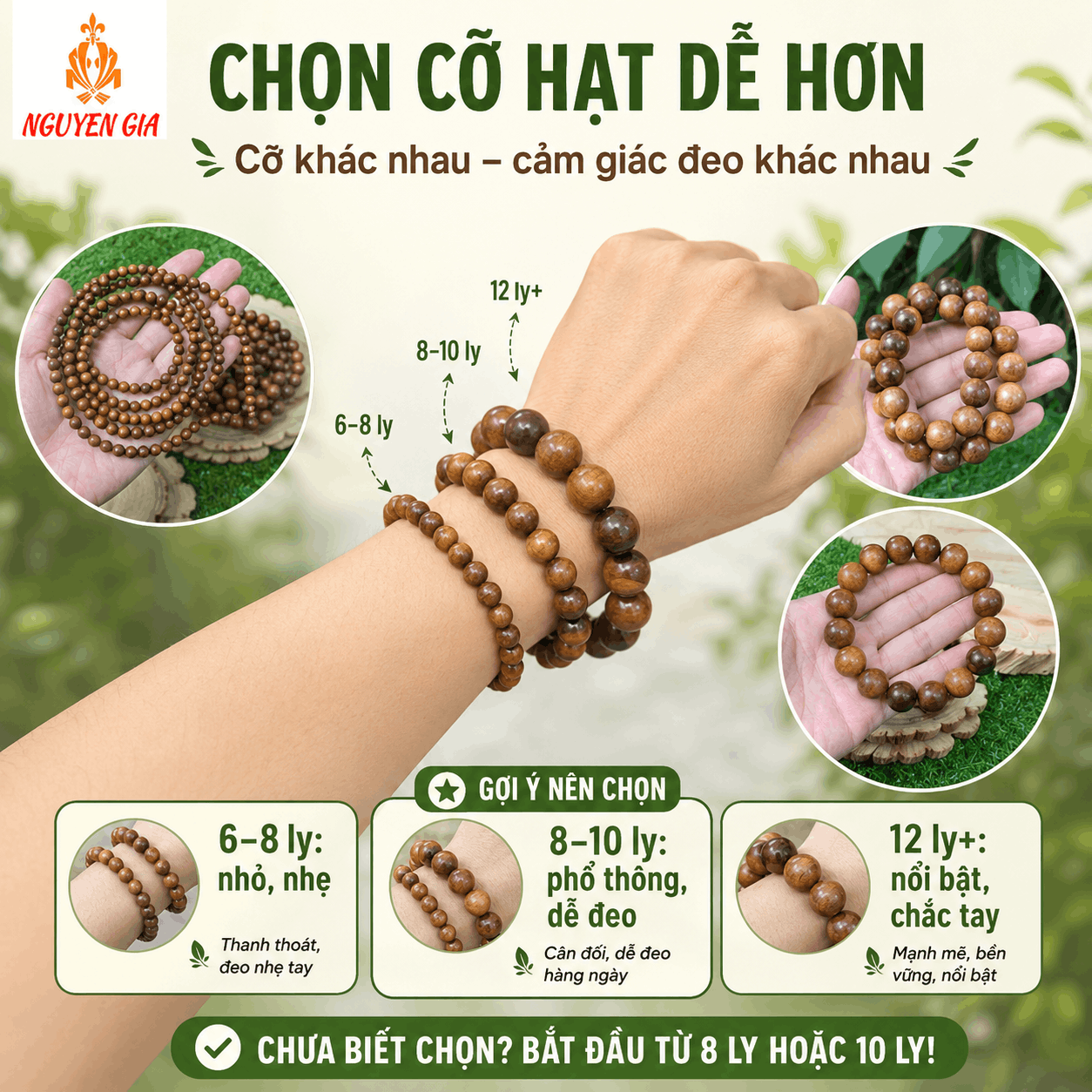 V&ograve;ng Gỗ B&aacute;ch Xanh Đủ Cỡ, Thơm Nhẹ, X&acirc;u Theo Y&ecirc;u Cầu
