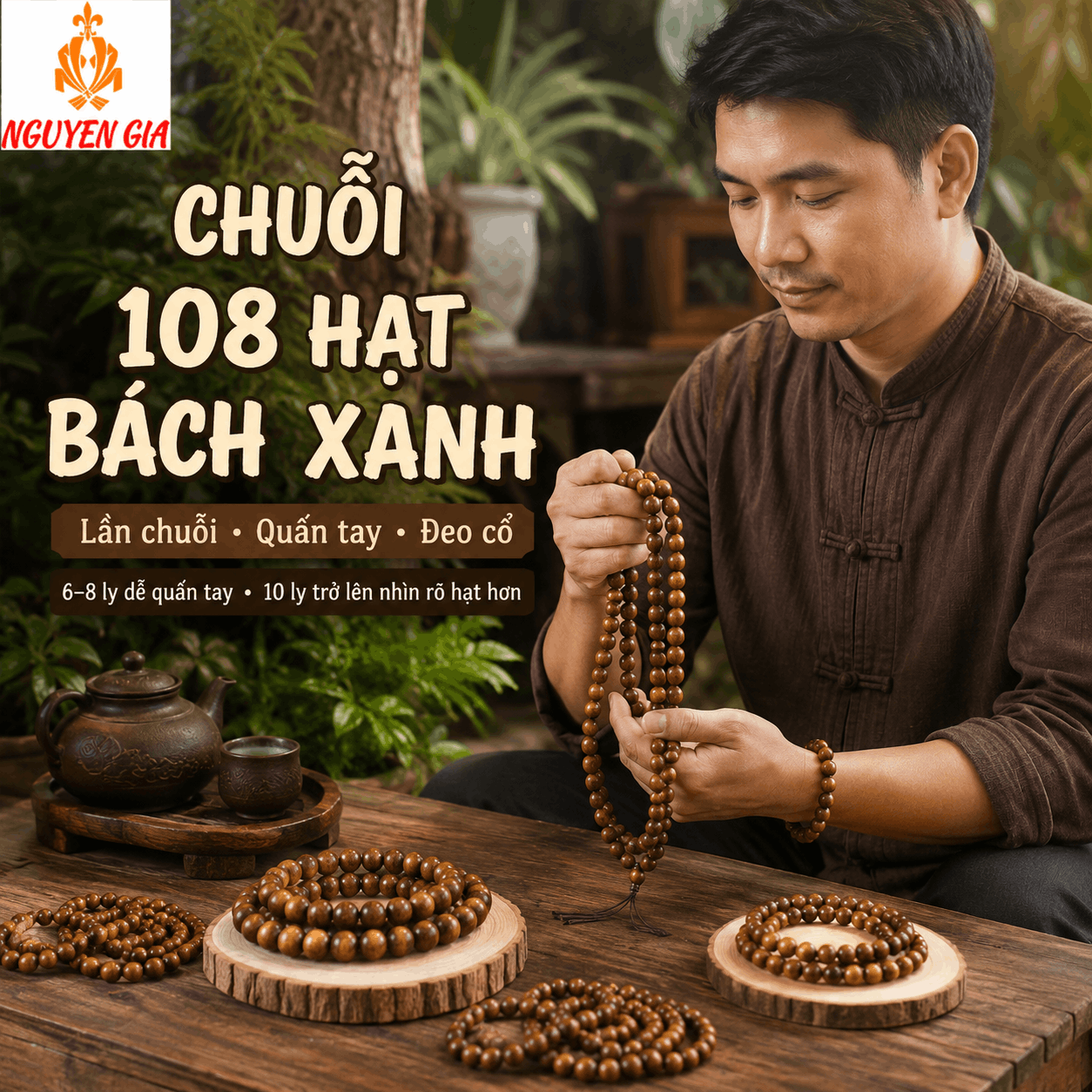 V&ograve;ng Gỗ B&aacute;ch Xanh Đủ Cỡ, Thơm Nhẹ, X&acirc;u Theo Y&ecirc;u Cầu