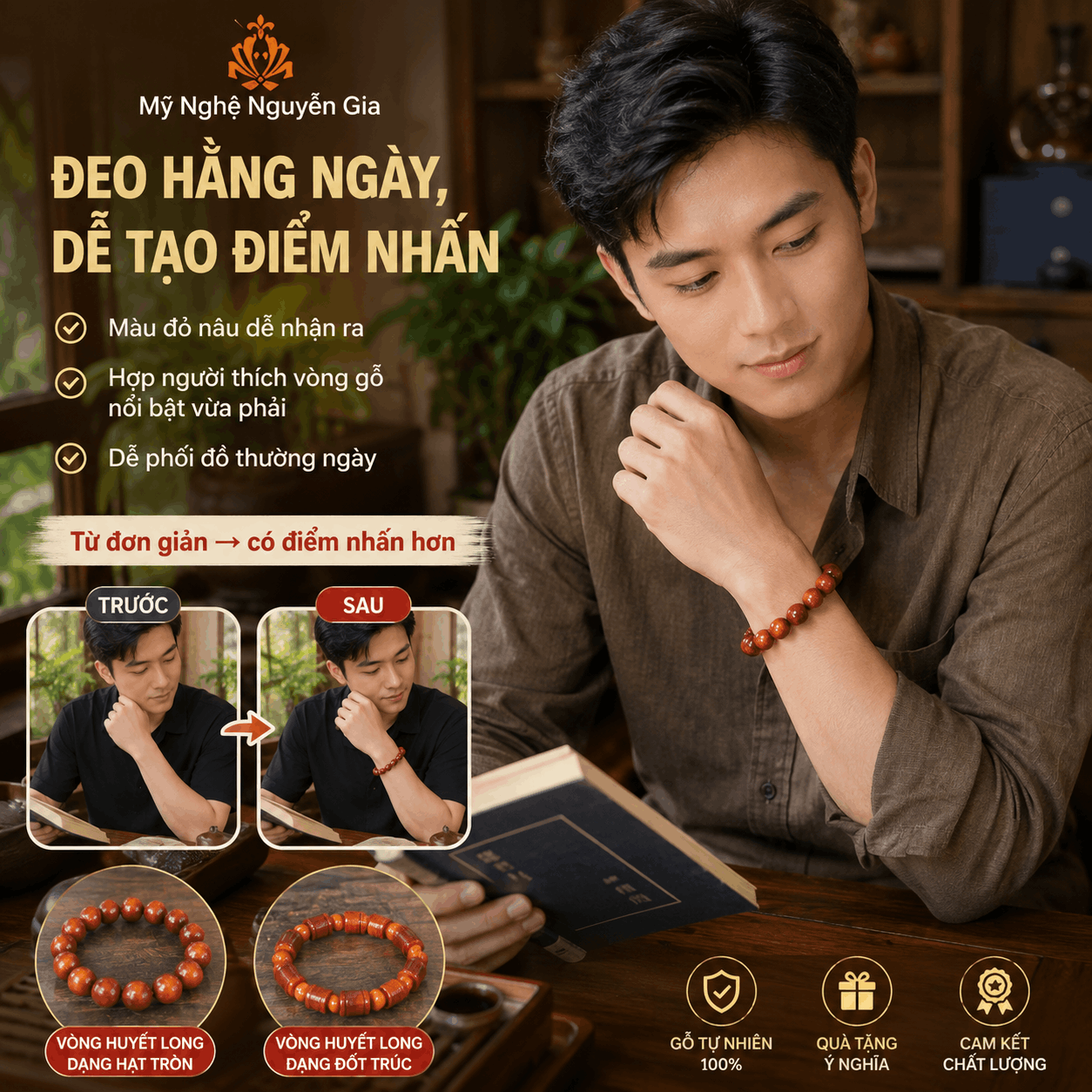 Vòng Gỗ Huyết Long, Vòng Huyết Rồng Màu Đỏ Nổi Bật