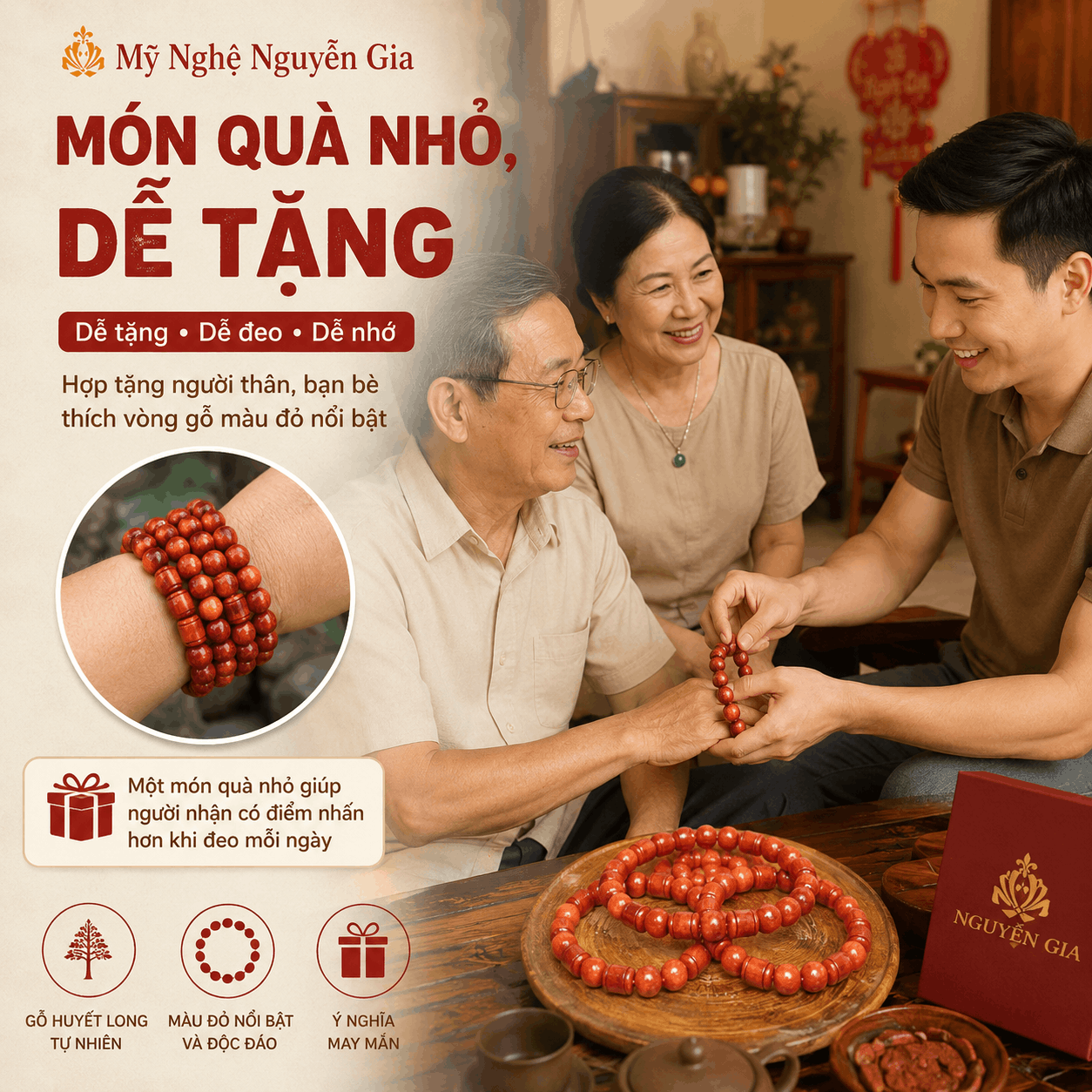 Vòng Gỗ Huyết Long, Vòng Huyết Rồng Màu Đỏ Nổi Bật