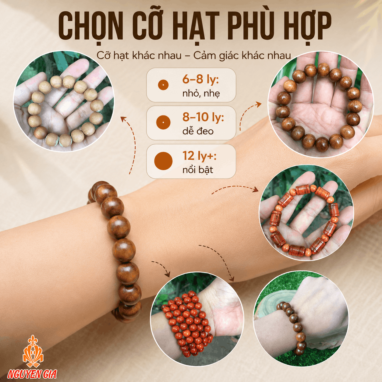 Vòng Tay Gỗ, Chuỗi Hạt Gỗ Bách Xanh, Ngọc Am, Sưa Lào